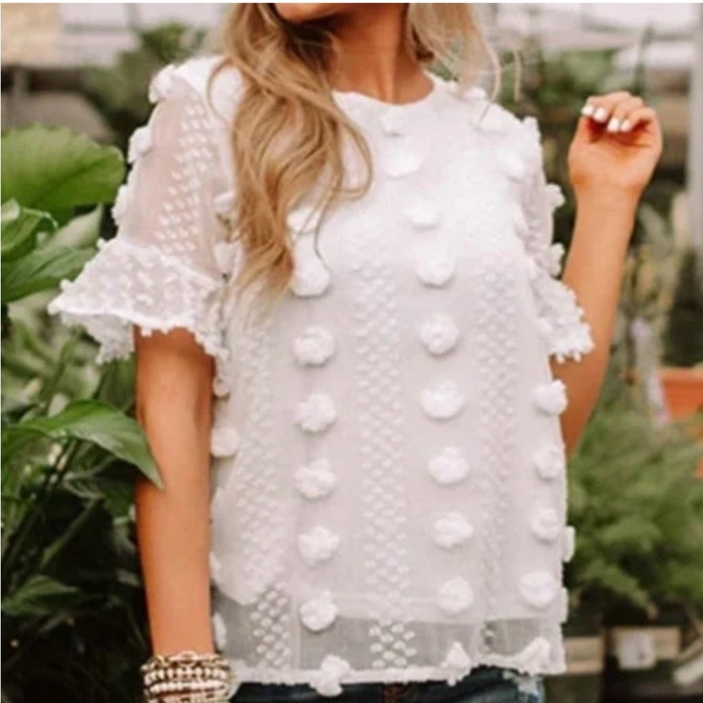 Entro Swiss Dot Top Sz M NWOT